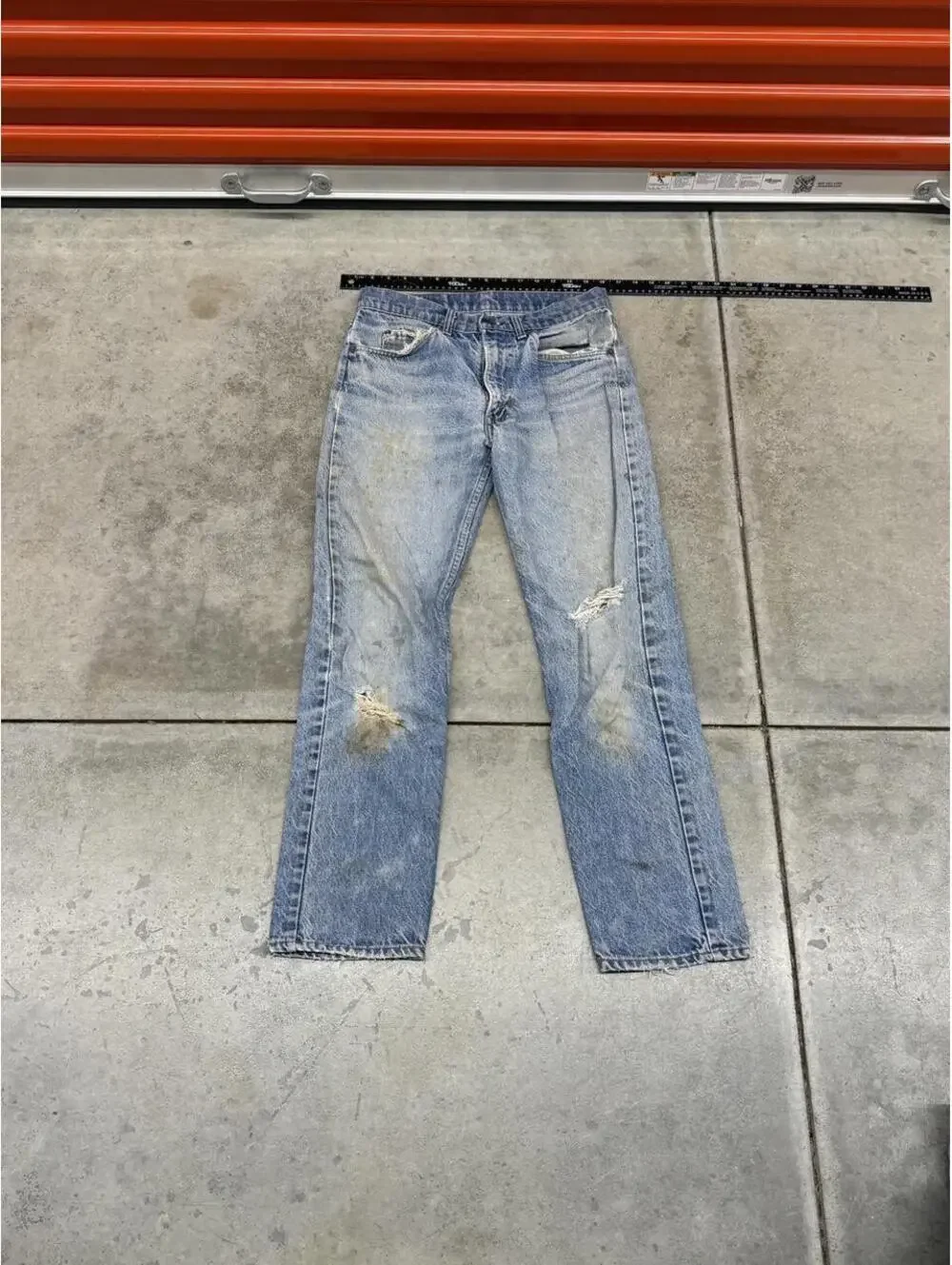 vintage levis 501 made in usa faded blue straight leg jeans size 32 x 30